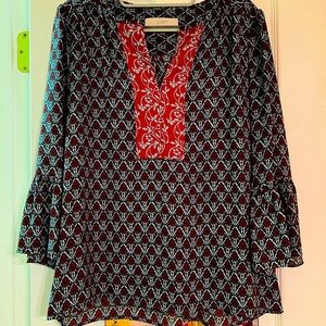 LOFT 3/4 Bell Sleeve Split Neck Blouse